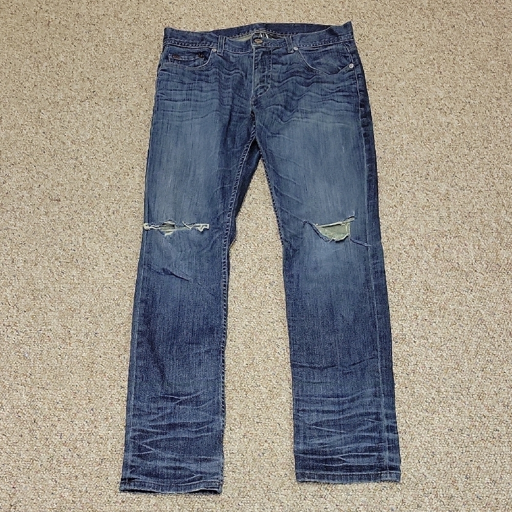 Armani Exchange Men's Distressed Blue Jeans, Sz 32 X 32